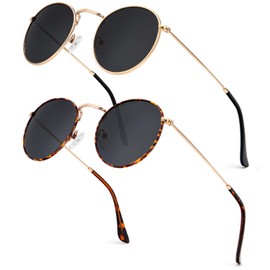 NSSIW Round Sunglasses for Women and Men, Premium Round Metal Sunglasses with Polarized Lens and UV Protection