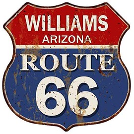 WILLIAMS, ARIZONA Route 66 Shield Metal Sign Man Cave Ga12 x 12 High Gloss Metal 211110013018