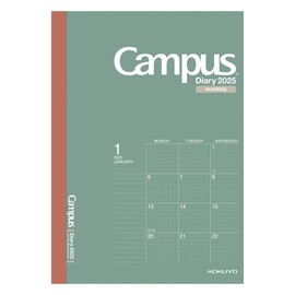 Kokuyo 2025 Campus Diary, Monthly Block, Graph Rule, A5, Green, Ni-CMSG-A5-25, Begins December 2024