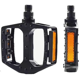 Bicycle Pedals with Reflectors, Lightweight Aluminium Platform, Black