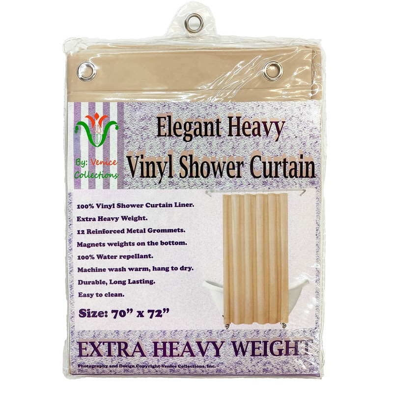 Venice Collections Elegant Heavy Duty Vinyl Shower Curtain Liner with