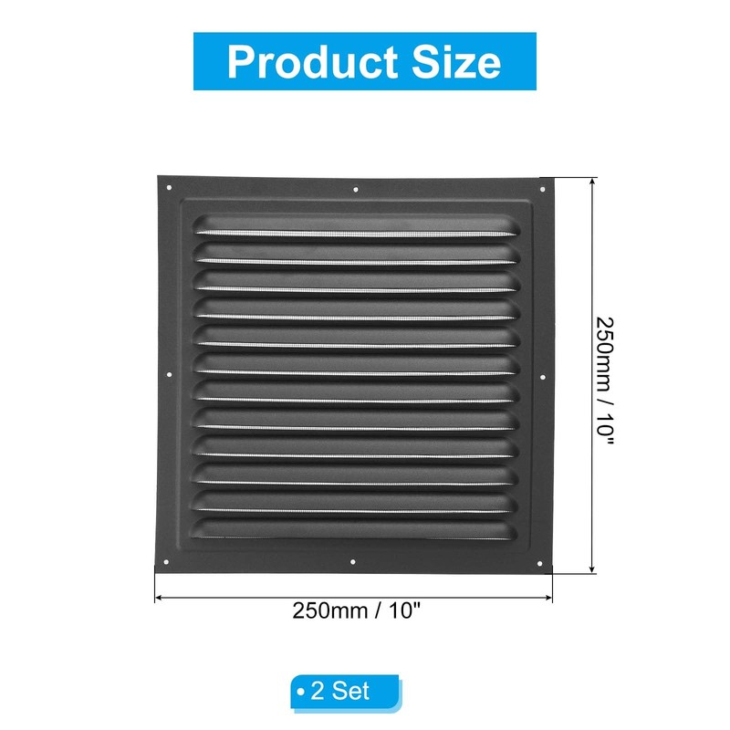 PATIKIL 10"x10" Aluminum Gable Vent, 2Pcs Exterior Wall Outlet Vent