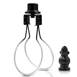 Lamp Shade Light Bulb Clip Adapter,Lamp Shade Holder with Cap Knob Finial and Silicone Levelers,Clip on Lampshade Adapter to Keep Lamp Shade in Place (Black)