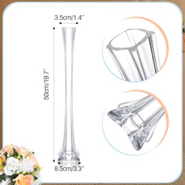 Irenare 4 Pcs Eiffel Tower Vase Glass Clear Eiffel Tower Vases Table Centerpiece Flower Container with Sturdy Base for Centerpieces Wedding Event Home Supplies (19.7 Inch)