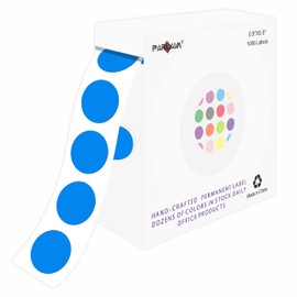 PARLAIM 1000pcs 1/2 Inch Blue Round Color Codding Labels on a Roll, Permanent Circle Dot Stickers in Plastic Dispenser Box, 0.5 inch Diameter for Home