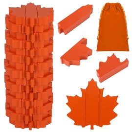 VWAERR Thanksgiving Wooden Blocks Stacking Game for Kids, 45 PCS Maple Leaf Tumbling Tower and Balance Game, Stacking Board Toy with Storage Bag for Family & Party Fun Table Decor