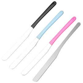 4 Pieces Stainless Steel Makeup Spatula Foundation Mixing Tool Eye Cream Spoon Beauty Scoop Makeup Beauty Spoons Cosmetic Skincare Spatula for Home Beauty Salon Use, Random Color