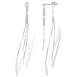 ALEXCRAFT Long Earrings Silver 925 Hanging Stud Earrings Set for Women Gift for Women Girlfriend Mum Girls, Sterling silver, Cubic Zirconia