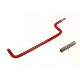 Pack of 2 Red Wall Hooks Ladder Tool Storage Hanger with Wall Plugs