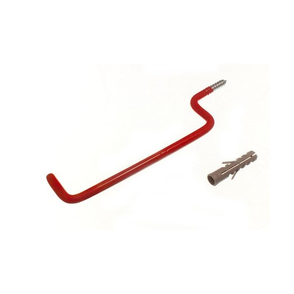 Pack of 2 Red Wall Hooks Ladder Tool Storage Hanger