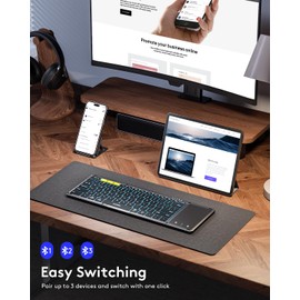 Samsers Foldable Bluetooth Keyboard with Touchpad, Full-Size Wireless Folding Keyboard with Backlight, Portable Travel Keyboard for iOS Android Windows Mac OS, Support 3 Device(BT5.1 x 3), Gray