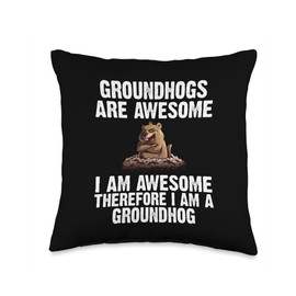 Cool Groundhog For Men Women Woodchuck Ground Hog Day Animal Throw Pillow