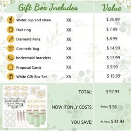 42Pack Bridesmaid Proposal Gifts,Maid of Honor Gifts Matron of Honor Gifts Including Bridesmaid Boxes,16oz Cups Makeup Bag Bracelets Diamond Pen Invitation Cards Scrunchies for Wedding (White)