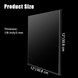 QTLCOHD 6 Pack Clear Acrylic Sheet, 12 x 12 Inch Clear Plexiglass Sheets 1/8 Inch Thick (3 mm) with Protective Paper, Transparent Plastic Sheets for Crafts, Windows, Frame, DIY Display Projects