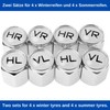Aluminium Valve Caps, Pack of 8, in Silver, with German