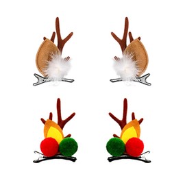 ZHOUMEIWENSP Christmas Hair Clip Cute Reindeer Antlers Headdress Hairpin for Christmas Party Antlers Ears Hair Accessory (Color 2)
