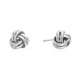 Tilo Jewelry 14k Gold Polished Love Knot Stud Earrings - 7mm- Push Back- White Gold…