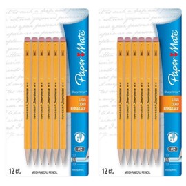 Paper Mate SharpWriter Mechanical Pencils, 0.7mm, HB #2, Yellow, 24 Count