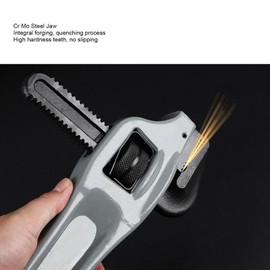 Offset Pipe Wrench, I Beam Handle Aluminum Pipe Wrench High Efficiency Adjustable Opening Non Slip Teeth for Pipes Tees Ball Valves (14 Inch 65mm Opening)