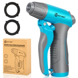 AUTOMAN Garden Hose Nozzle, 4 Adjustable Patterns Hose Sprayer, Heavy Duty High Pressure Water Hose Nozzle for Pets Bathing and Cleaning, Car Washing, Watering Plants in Lawn and Garden & Outdoor Fun.