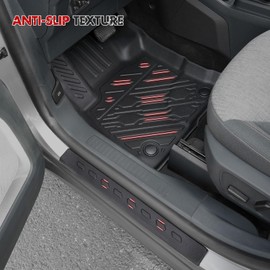 Mabett Floor Mats with Door Sill Protectors for Ford Maverick Gasoline Accessories 2025 2024 2023 2022, All-Weather TPE Liner Mat Custom Fit Maverick Gasoline Model(NOT fit Hybrid)