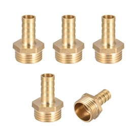 sourcing map Brass Hose Barb Fitting,Connector,10mm Barb x G1/2 Male Pipe Adapter,5Pcs