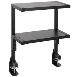 VIVO VIVO Clamp-on 13 inch Above or Below Desk 2-Tier Shelving Unit for Table Accessories, Gaming Devices, and More, Storage Tray, Desktop Organizer, Black, STAND-SHELF2C
