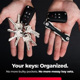 KEYSMART Key Holder for Keychain - Compact Key Organizer for Key Chain, Minimalist Clutter-Free EDC Keychains, Key Ring for Car Fobs Key Chains, Expandable (Up to 14 Keys, Black)