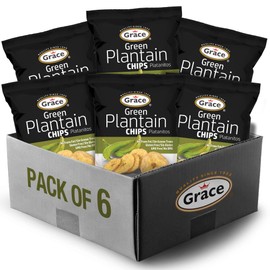 Grace Green Plantain Chips 2.5oz - 6 Pack - Jamaican Gluten Free Banana Chips - Platanitos - Non-GMO & No Trans Fat