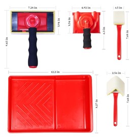 Paint Edger Tool - 360° Rotation Handle for High Ceilings & Corners, 10 PCS Paint Edger Kit with Trim/Refill Pads, Edge Painting Tool for Walls/Ceiling Lines,7 Inch Paint Pad Set