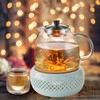 KEISSCO Teapot Warmer, Ceramic Teapot Heater with Cork Cushion Coffee