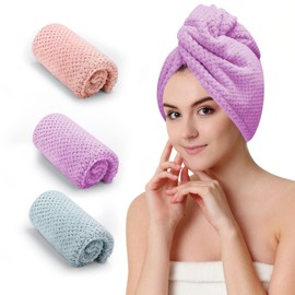 CZZXI 3 PZS Toallas de Microfibra para Cabello, Envolturas para el Cabello Mojado para Mujeres, Turbante de Cabello de Secado Rápido, Toallas de...   