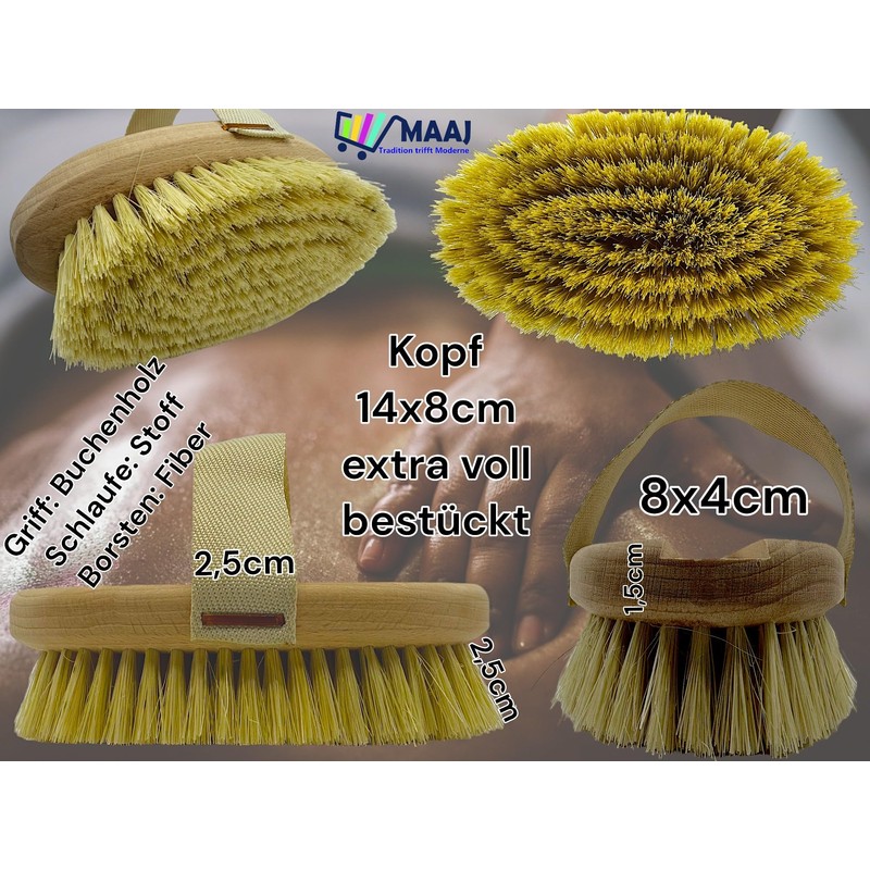 MAAJ Bath Brush with Hand Strap and Detachable Handle/Made in