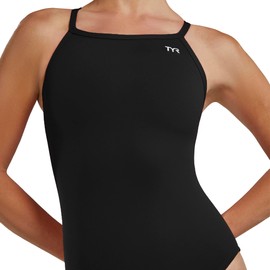 TYR Womens Polyester Durafast Elite Solid Diamondfit, Black, 36 EU