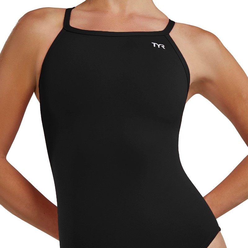 TYR Womens Polyester Durafast Elite Solid Diamondfit, Black, 36 EU