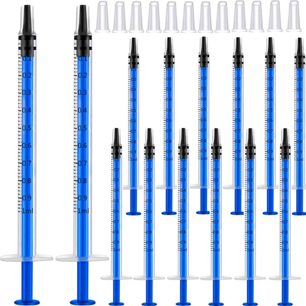 50 Pack 1ml Plastic Syringe with Cap, Sterile Individually Wrapped