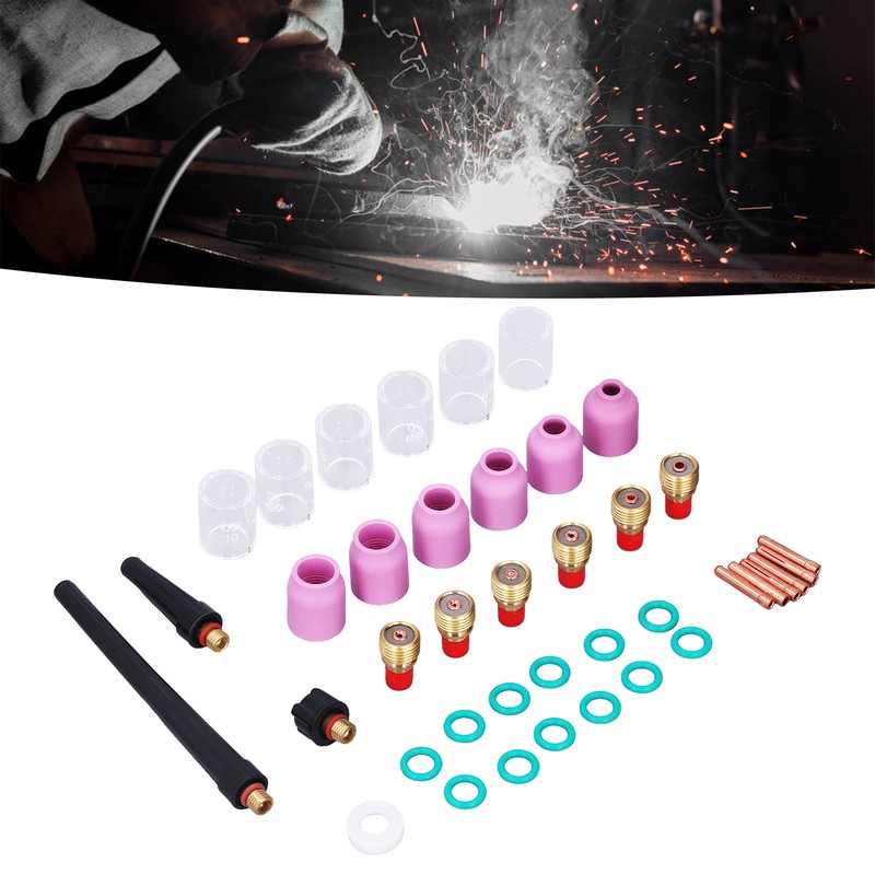 40Pcs TIG Welding Torch Accessories Kit Collet Alumina Nozzle Gas