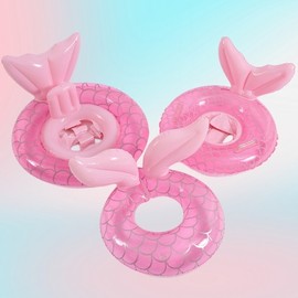 Glitter Tube Kids Thick Pink Transparent Sequin Mermaid Swim Ring One Size/Split Mermaid Swim Ring [Suitable for 3 - 8 years old] 30ea