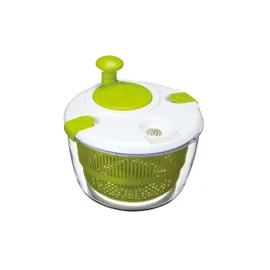 KitchenCraft Deluxe Salad Spinner and Dresser, BPA Plastic Free and Easy to Clean, Large, White/Green