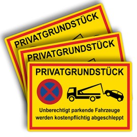 Strobo Privatgrundstück unberechtigte parkende Fahrzeuge Werden kostenpflichtig abgeschleppt sign, 20 x 30 cm, Made From Sturdy PVC Hard Foam Board, 3 Mm, With UV Protection, Pack Of 3