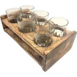 Modern Diamond Cut Insulated Indian Tea Glasses - Set of 6 Double Walled Glass Teacups Antique Glass Cups With Wooden Stand college reunion party rain tea shot glass