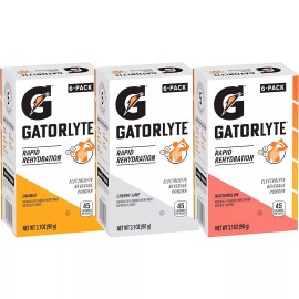 Gatorlyte Rapid Rehydration Powder Pack Of 3 18 Sticks Orange Cherry Lime Wat...