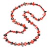 Avalaya Long Red/Black Shell Nugget and Red Faceted Glass Bead