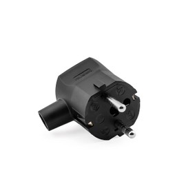 2 pieces - earthing contact plug made of thermoplastic, Schuko angled plug with kink protection, black