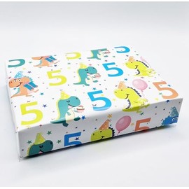 Geschenkpapier zum 5. Geburtstag, Jungen, Mädchen, Unisex, bunt, Dinosaurier, Alter 5, niedlich, lustig, attraktiv, Geburtstagsgeschenkpapier, 2 Bögen