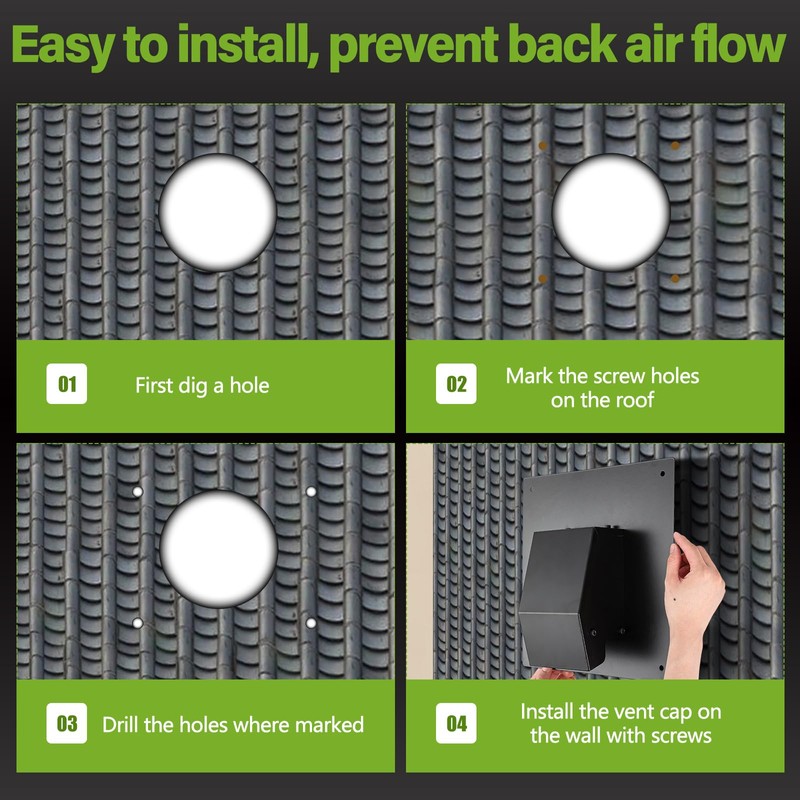 Rossesay Roof Vent Cap with Damper Removable Screen and Bottom
