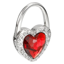 sourcing map Foldable Purse Hook, 2.76"x1.77"(LxW) Metal Portable Handbag Hanger Holder for Table Bag Storage Folding Decoration, Red