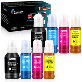 SavFinto 102 103 Ink Replacement for Epson 103/102/101 Ink Bottle for EcoTank ET-2710 ET-2711 ET-2714 ET-2715 ET-2720 ET-2721 ET-2726 ET-2810 ET-2820 ET-2821 ET-2825 ET-2826 ET-4700 ET-4800