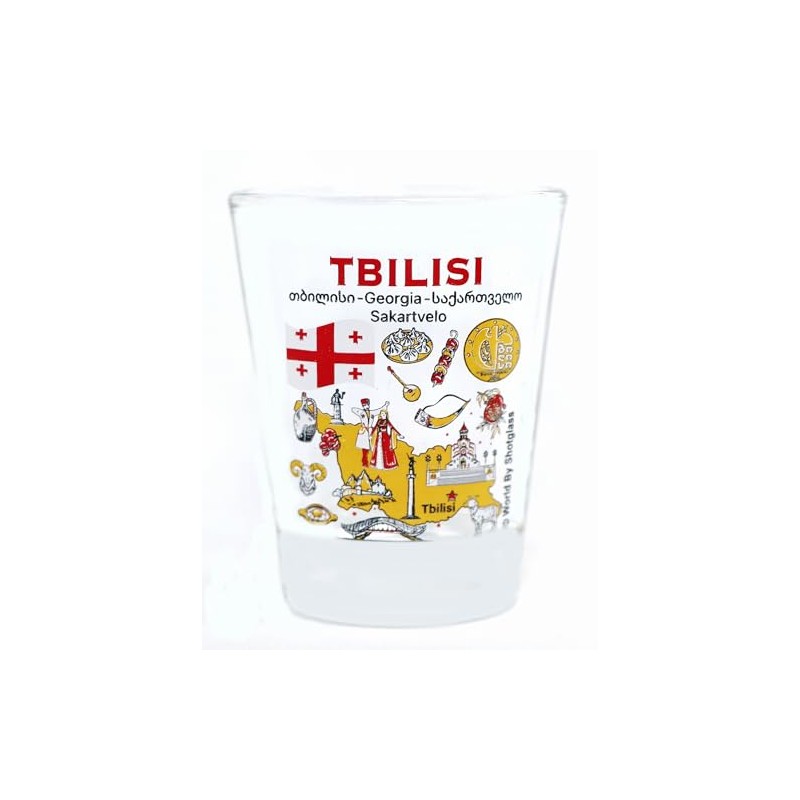 Tbilisi Georgia Landmarks and Icons Collage Shot Glass