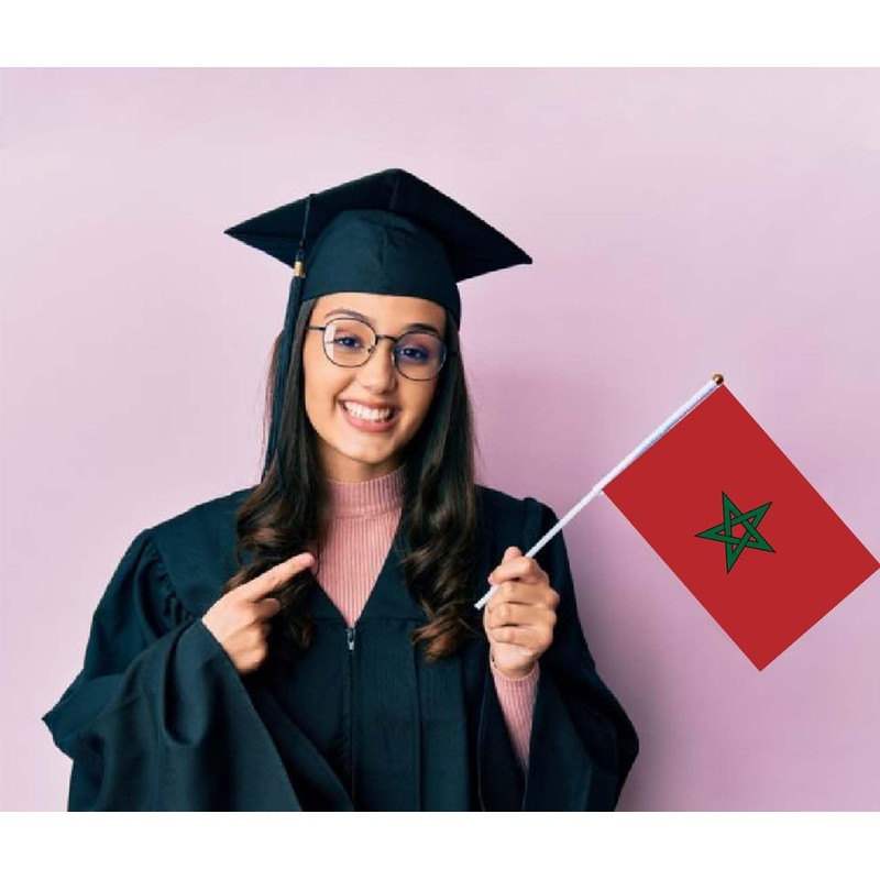 10 PCS Morocco Handheld Small Flag, Moroccans Hand held Mini